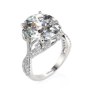 Bague de fiançailles Jeulia Leaf Twist ovale en moissanite, argent sterling plaqué rhodium - Product Image 1