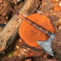 Hache Viking Nordique Industrielle Faite à la Main, Magnifique Hache Tomahawk, Tête d'Hache en Acier Inoxydable Très Tranchante 58-60HRC, 12 Pouces