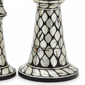 Indian Supplier <b>Offers</b> Handmade Green Bone Inlay Candle Holder Set Chevron Pattern Decorative Candlestick - Product Image 5