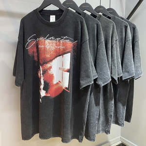 T-shirts surdimensionnés unisexe coupe ample 100% coton poids lourd sans manches Hip-Hop américain lavage à l'acide Vintage été personnalisé graphique - Product Image 3