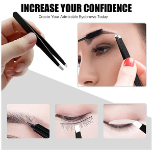 Kit de pinces à épiler robustes, couleur noire pure, avec pointe inclinée et embouts magiques pour l'élimination des poils indésirables du visage - Product Image 6