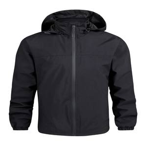 Chaqueta cortavientos con capucha y cremallera para hombre de gran calidad, chaqueta impermeable cortavientos suave brillante personalizada - Product Image 2