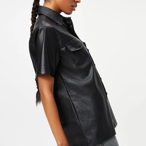 Chemises en cuir durables de haute qualité pour femmes, logo personnalisé, service OEM, vêtements de rue, chemises en cuir pour femmes - Product Image 5