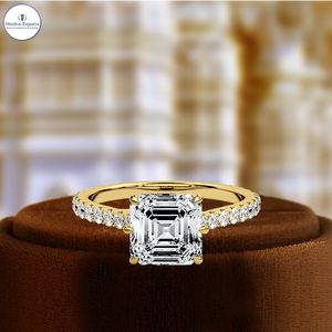 Anillo de Compromiso con Diamante Cultivado en Laboratorio de 1 Quilate, Corte Asscher, Anillo de Aniversario, Certificado IGI, Oro Blanco de 14 Quilates, el Mejor Regalo para Ella en su Día Especial - Product Image 1