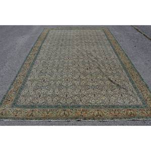 Classique Beige vert 7.3 X 11.1ft fait à la main laine Aubusson Design salon tapis turc tapis Patchwork Latex pour couloir - Product Image 1
