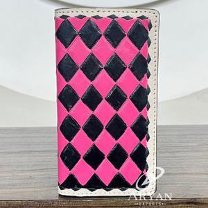 Cartera Larga de Cuero Genuino con Diseño Cuadriculado y Protección RFID, Unisex, Precio al por Mayor, Estilo Occidental, Tarjetero, Monedero para Uso Diario - Product Image 1