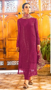 Salwar Kameez en Georgette lourde avec broderie et travail de sequins, tenue de soirée formelle pour mariage - Product Image 2