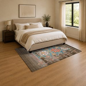 <b>RUGS</b> DEPOT LXDP-0533 Wholesale Terracotta Gold Ethnic Kilim Digital Printed Machine Washable Chenille Area <b>Rug</b> <b>Non</b> <b>Slip</b> - Product Image 3