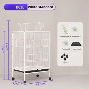 Villa de luxe <span class=keywords><strong>Cage</strong></span> à oiseaux Espace spacieux spécial, Anti-morsure et antirouille, Double bac à nourriture avec roulettes Tiroir amovible Facile à nettoyer - Product Image 3