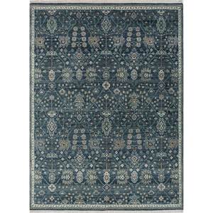 Alfombras de Lana Afgana Anudadas a Mano en Azul Viscaya, 10 mm, con Medallón Abstracto Rectangular para el Hogar, Pasillo, Sala de Estar - Lnr-3113 para Adolescentes - Product Image 1