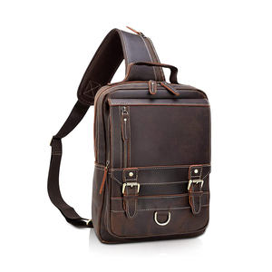 Sac de poitrine pour homme en cuir véritable, sac de messager tendance, sac de voyage, sac bandoulière, entièrement personnalisable - Product Image 6