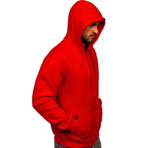 เสื้อฮู้ดกันลมแบบซิป สีแดง แขนยาว ลายเรียบ ปักโลโก้ได้ ผลิตจากผ้าฝ้ายฟลีซ 100% อุ่นสบาย - Product Image 5