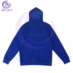 Sweat à capuche en coton polyester respirant de couleur bleue avec logo brodé en chenille à la mode de qualité supérieure sur mesure - Product Image 2