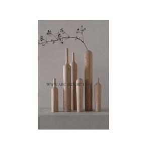 Florero de madera maciza y aluminio de teca con estilo moderno, accesorio de mesa decorativo de Color Natural de la mejor calidad para el hogar - Product Image 1