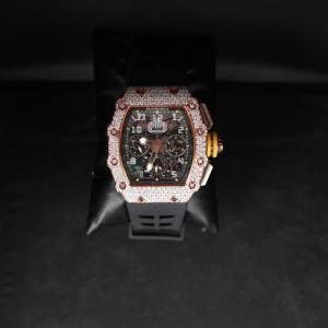 นาฬิกาโครโนกราฟแบบกลไกทรง Tonneau สำหรับทั้งชายและหญิงโทนสีโรสโกลด์หน้าปัดมอยส์ซอไนต์แบบเต็มรูปแบบ - Product Image 1