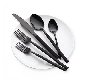 ชุดช้อนรับประทานอาหาร5ชิ้นสีดำด้านช้อนขนมเหล็กดีไซน์หรูหราออกแบบได้ตามต้องการ - Product Image 1