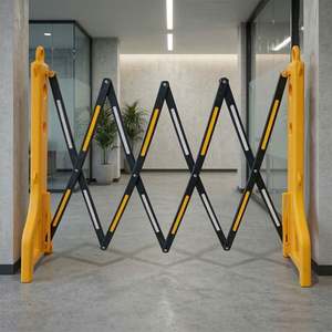 Barrière accordéon extensible jaune 255 x 97 cm en HDPE/PE et métal, barrière de sécurité et de circulation pour utilisation en extérieur sur route - Product Image 2