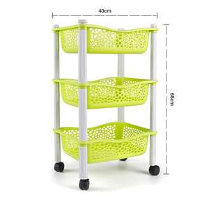 Yellow Sturdy Durable Heavy Duty Rolling Cart for Kitchen Office Bathroom Storage Trolley 3 Tier <strong>Vegetable</strong> <strong>Rack</strong> <strong>on</strong> <strong>Wheels</strong> - Product Image 5