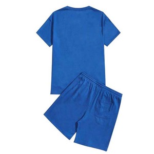 Tela de algodón transpirable de talla grande, ropa informal lisa en blanco, conjuntos de pantalones cortos, ropa deportiva para hombre, chándal, conjunto doble personalizado, 2 uds. - Product Image 4