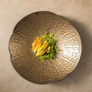 Platos populares de <span class=keywords><strong>Aliexpress</strong></span> para Ramen, evento de Hotel, diseño de manchas doradas, <span class=keywords><strong>vajilla</strong></span> apilable de cerámica, sombrero de bambú, cuenco de <span class=keywords><strong>vajilla</strong></span> - Product Image 2