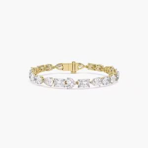 Tennis Bracelet Classic Diamond Moissanite 14k Dainty Yellow Gold Diamond Wedding Jewelry Perfect <b>Gift</b> - Product Image 1