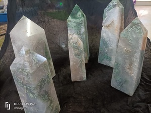 พีระมิดคริสตัลมอสอาเกต หินธรรมชาติขัดเงา ของสะสมงานศิลปะ ตกแต่งบ้าน - Product Image 2