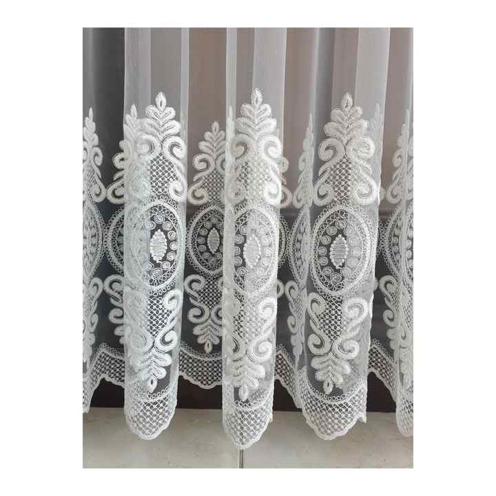 Luxury Tulle Curtain Embroidery1 Process White Color 1e 2.5 Normal Pleat