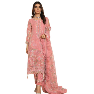 Nouvelle robe de soirée indienne et pakistanaise pour femmes, en viscose, avec broderie lourde en forme de papillon, tissage fantaisie, couleur vive - Product Image 1
