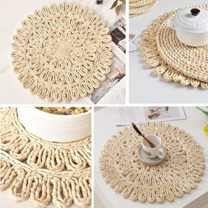 แผ่นรองจานและแผ่นรองจานลายดอกผักตบชวาสำหรับงานปาร์ตี้ที่ดีที่สุดแผ่นรองจานหวายทรงกลมดีไซน์สำหรับตกแต่งเครื่องใช้บนโต๊ะอาหาร - Product Image 2