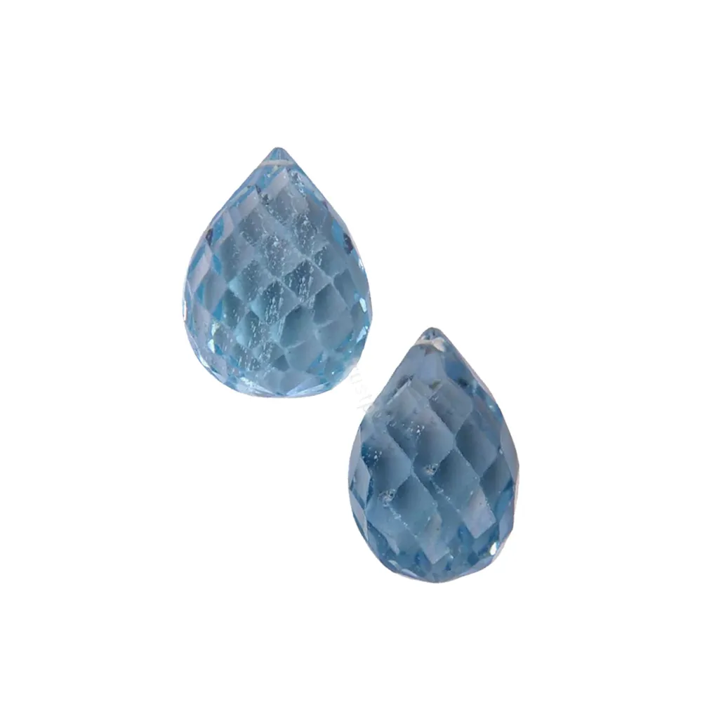 100% Natural Cor Azul Lágrima Gotas 14.7X9 e 14.2X9.5mm Topázio Facetado Gemstone Semiprecious Para Venda