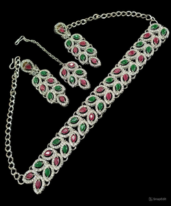 Indian Traditional Kundan Silver Plated Jewellery <b>Set</b> and Copper Necklace <b>Set</b> for <b>Women</b> & Girl Indian Accessories Jewlery <b>Women</b> - Product Image 1