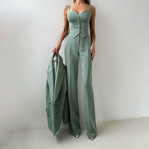 Women's Double Breasted Business Casual Suit with V Lapel Collar Covered Button 3-Piece Blazer Pant Suits for Office 2026 - Product Image 4