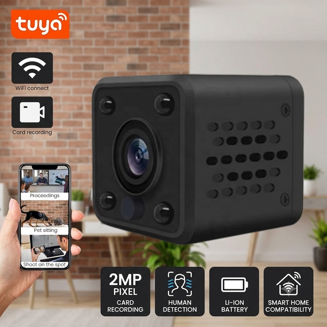 High Quality Tuya Mini Wireless Security Camera WiFi Supported with VIF Network & Memory Card Data Storage
