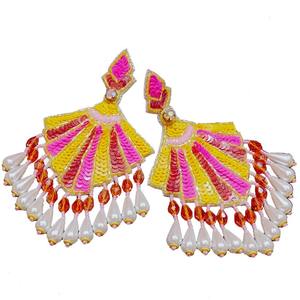 Handmade Boho Ethnic Seed Beaded Embroidery Earrings for Women for Valentine's Day-Cross-<b>Stitching</b> & Needlework <b>Jewelry</b> - Product Image 1