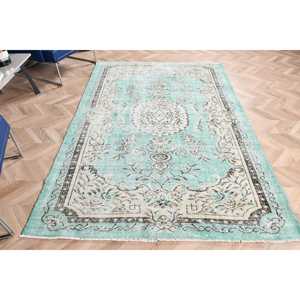 Alfombra Turca Grande, Alfombra Vintage de 5.3x7.7 pies, Alfombra de Lana Azul - Product Image 1