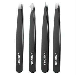 Juego de pinzas para cejas de acero inoxidable profesional, 4 Uds., inclinado, gran precisión, depilación Facial encarnada, bolsa de uso de belleza - Product Image 1