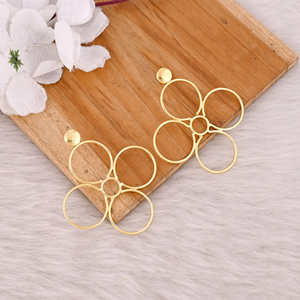 Boucles d'oreilles clous en laiton plaqué or de haute qualité, simples, faites à la main, pour femmes, fabricant en gros - Product Image 3