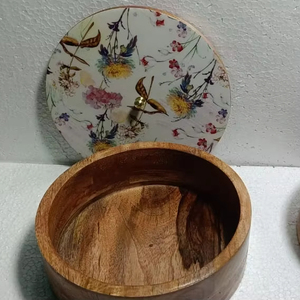 ชามเสิร์ฟสลัดไม้ขัดเงาพร้อมลวดลายเคลือบสีเป็นมิตรกับสิ่งแวดล้อมเหมาะสำหรับการนำเสนออาหารอย่างมีสไตล์ - Product Image 1