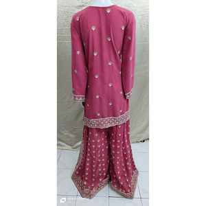 Nouveau lourd Georgette indien pakistanais Designer robe russe Palazzo costume adultes longs cousus mariages d'été - Product Image 1