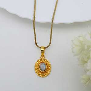 Exclusive Pendant Boho Moonstone Necklace For Women Brass Tribal Charm 18k Gold Plated Beaded Design For Wholesale/OEM/ODM - Product Image 6