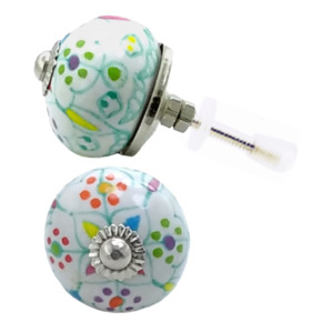 Pomos de cerámica florales redondos para tiradores de puertas de cajones de armarios [CK 438] para cocina, dormitorio, almacén exterior, uso en la sala de estar - Product Image 2