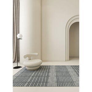 Alfombra de Lana Clásica a Rayas Azules Contour, Alfombra Rectangular Grande de 9x12 para Pasillo, Tejida a Mano HWL-181 para Sala de Estar - Product Image 6