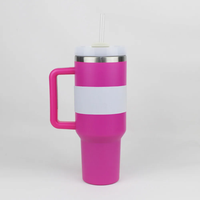 Gobelet isotherme personnalisé avec logo, 40 oz, en acier inoxydable écologique à double paroi, avec poignée et paille, isolation thermique 12-24 heures, style américain