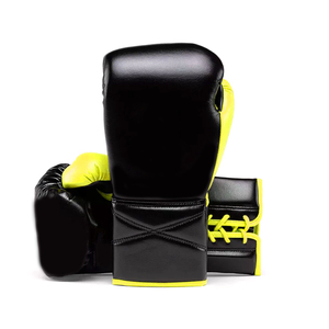Gants de boxe en cuir de vachette véritable de bonne qualité de couleur jaune et noire Gants en cuir de qualité personnalisée du Pakistan - Product Image 1