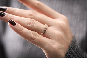 Baguette de oro de 14k para boda, banda de diamante cultivado en laboratorio, Media eternidad, apilable, 10k, 14k, 18k, fabricante de banda de oro sólido - Product Image 5