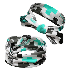 Ensemble de foulard carré et de bandeau pour bébé <span class=keywords><strong>en</strong></span> coton <span class=keywords><strong>en</strong></span> gros, motif de dessin animé respirant pour le printemps, accessoires pour <span class=keywords><strong>nouveau</strong></span>-nés - Product Image 2