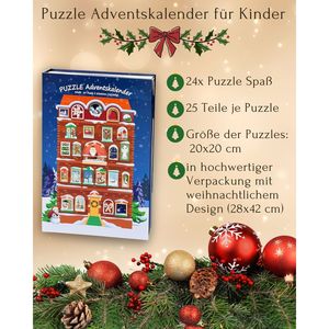 Calendario de Adviento de 24 Piezas con Rompecabezas de Cartón de 20x20cm, Cada Rompecabezas Contiene 25 Piezas - Product Image 2