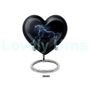 Urna de cremación de calor de recuerdo con tema de caballo de alta calidad para cenizas humanas con soporte y bolsa de terciopelo gratis - Product Image 3