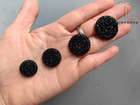 Kancing Jahit Baju Plastik Nylon Hitam Empat Lubang 18mm 20mm 23mm 25mm untuk Gaun
