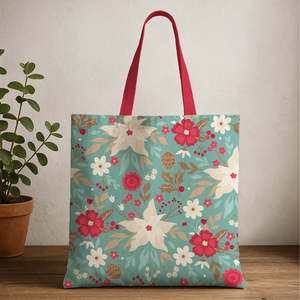 Sacs fourre-tout en toile de coton à motif floral printanier avec fermeture éclair - Product Image 1
